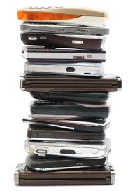 cell phones stacked